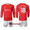 Virallinen Fanipaita + Shortsit Pitkähihainen Manchester United Bruno Fernandes 18 Kotipelipaita 2021-22 - Lasten